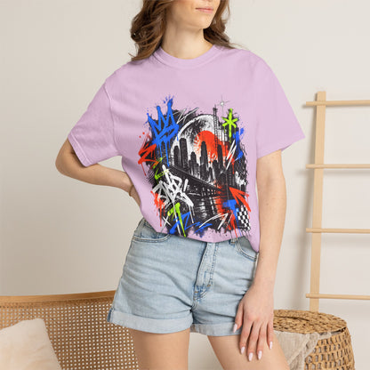 Urban Neon Graffiti Cityscape Streetwear T-Shirt