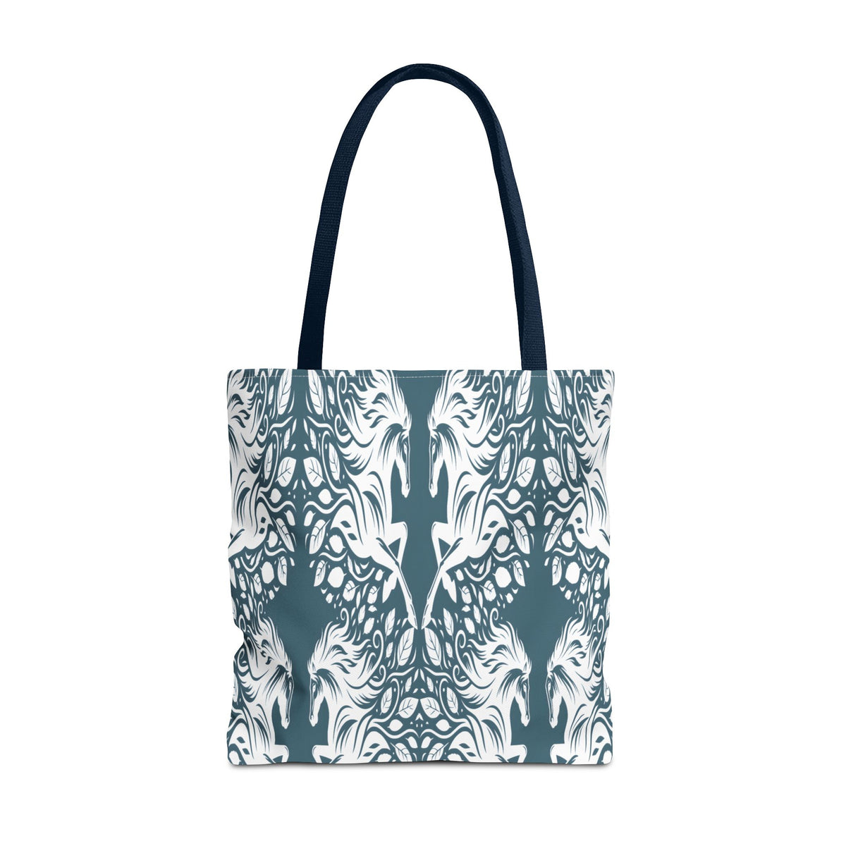 Abstract Teal Symmetry Tote Bag — All-Over-Print Artistic Pattern