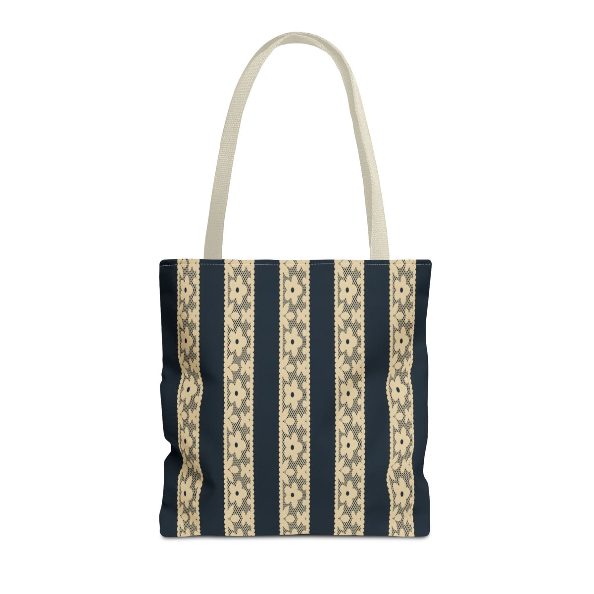 Lace Floral Yellow Black Stripe Tote Bag