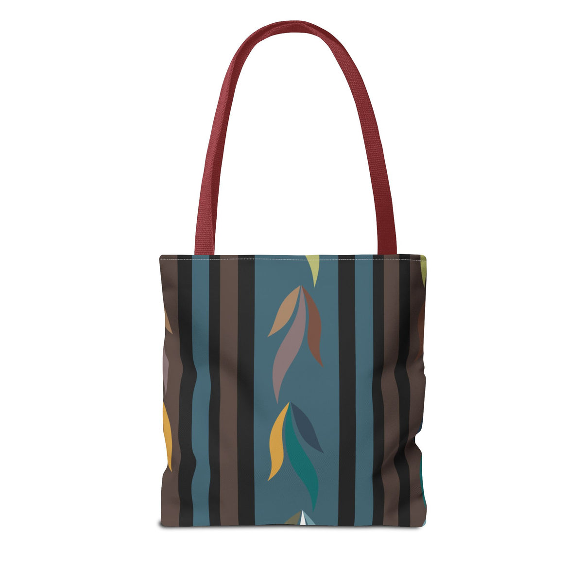 Autumn Stripe Leaf Tote Bag — Retro Boho AOP Canvas Tote