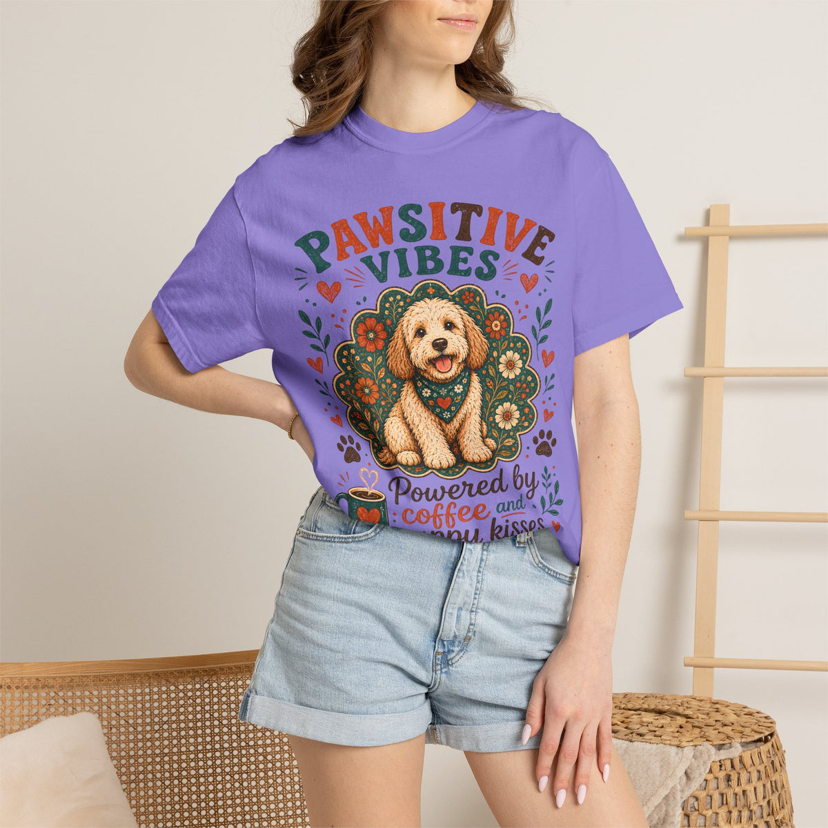 Pawsitive Vibes | Coffee & Puppy Kisses Dog Lover T-shirt