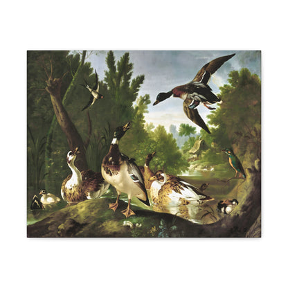 Vintage Ducks & Kingfisher Wall Art | Antique Woodland Bird Painting