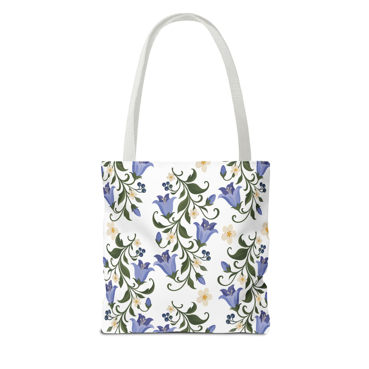 Bluebell Floral Tote Bag – All-Over Print Reusable Canvas Tote