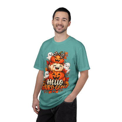 Hello Gourd-Geous Halloween T-Shirt | Cute Pumpkin & Ghost Graphic Tee