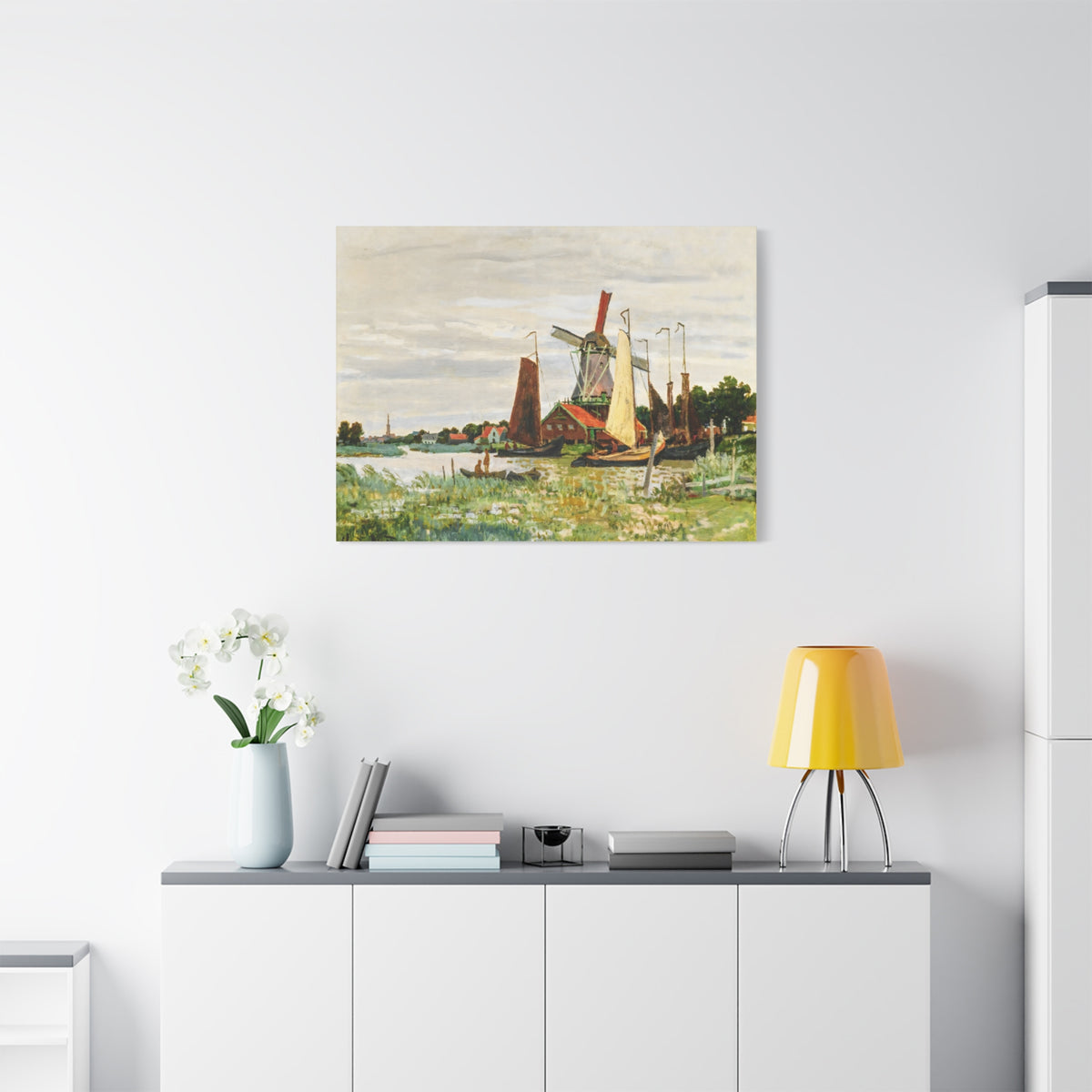 Claude Monet Dutch Windmill Wall Art | Zaandam Impressionist Landscape Print