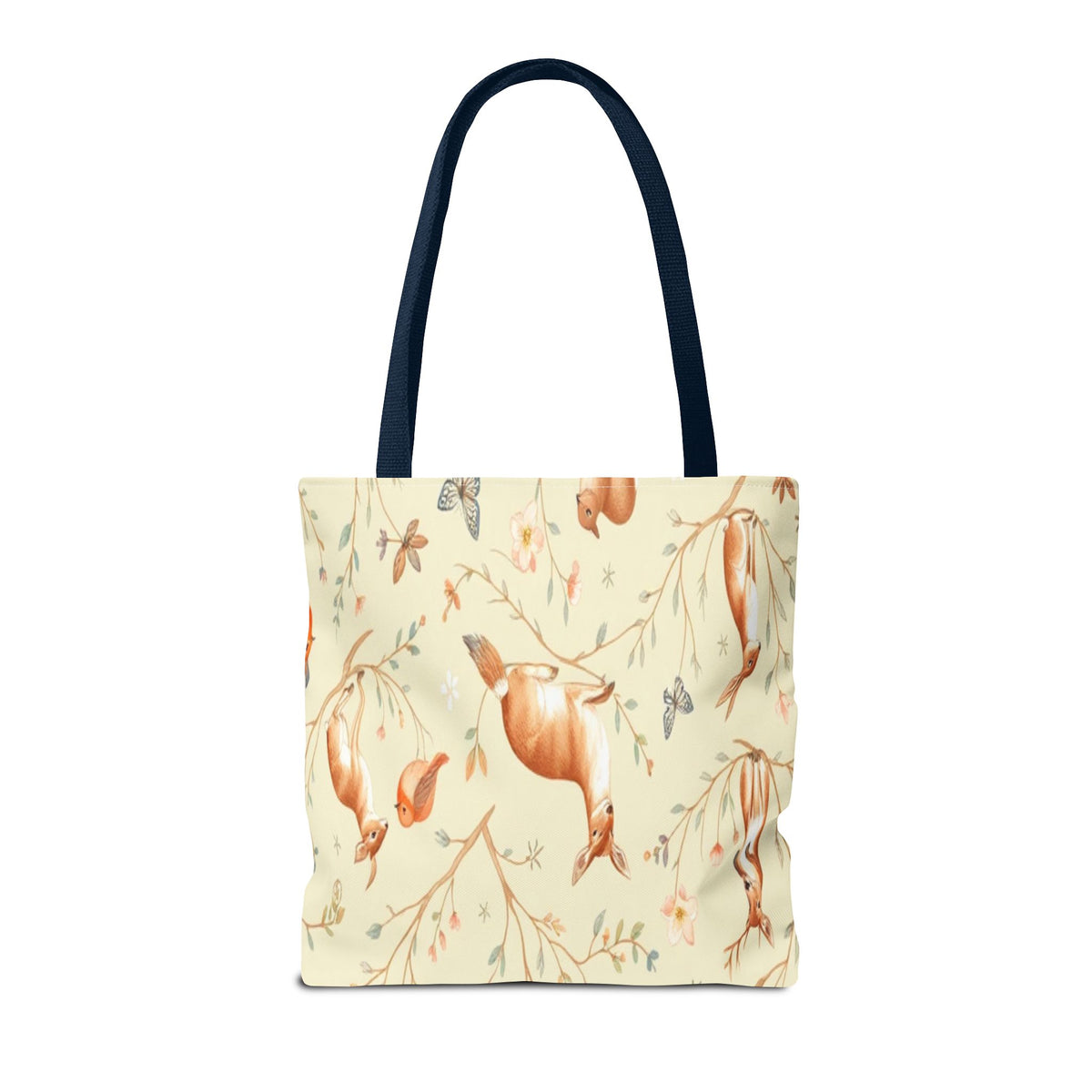Floral Woodland Tote Bag - Deer & Birds Pattern