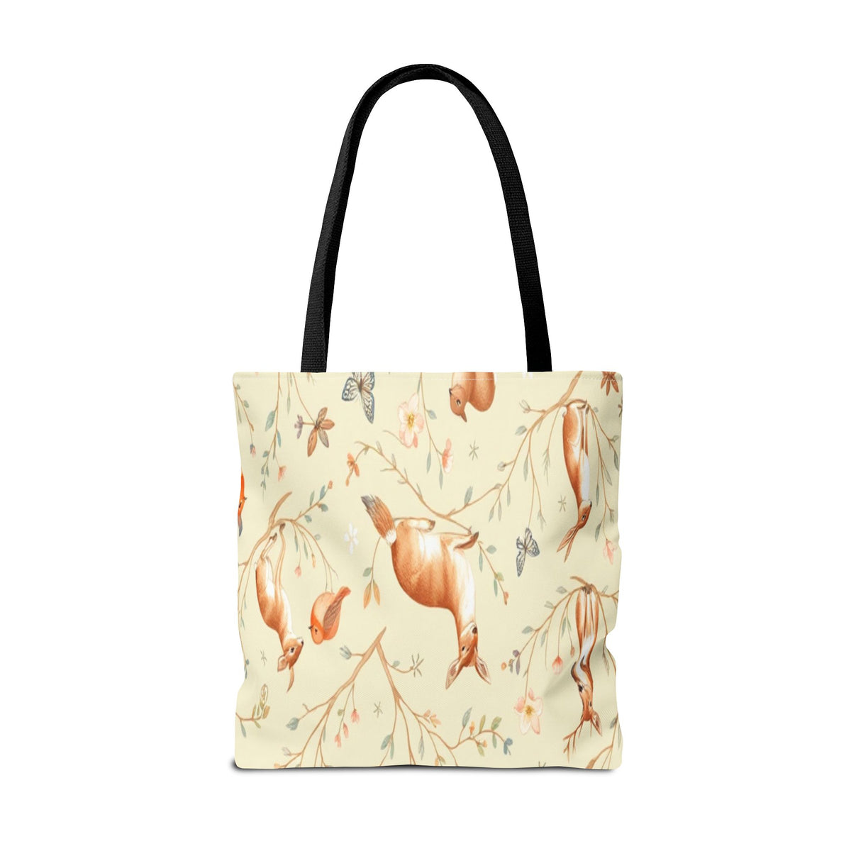 Floral Woodland Tote Bag - Deer & Birds Pattern