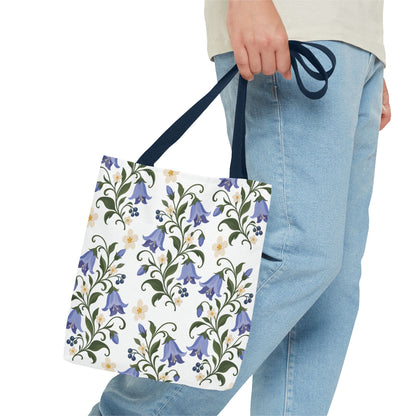 Bluebell Floral Tote Bag – All-Over Print Reusable Canvas Tote