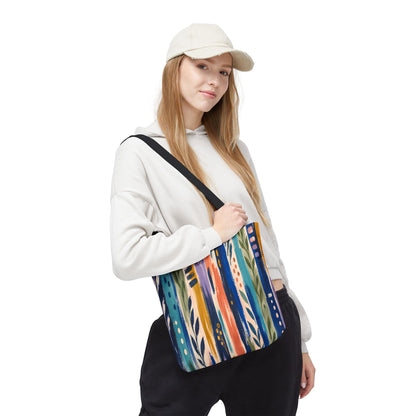 Colorful Abstract Botanical Stripe Tote Bag