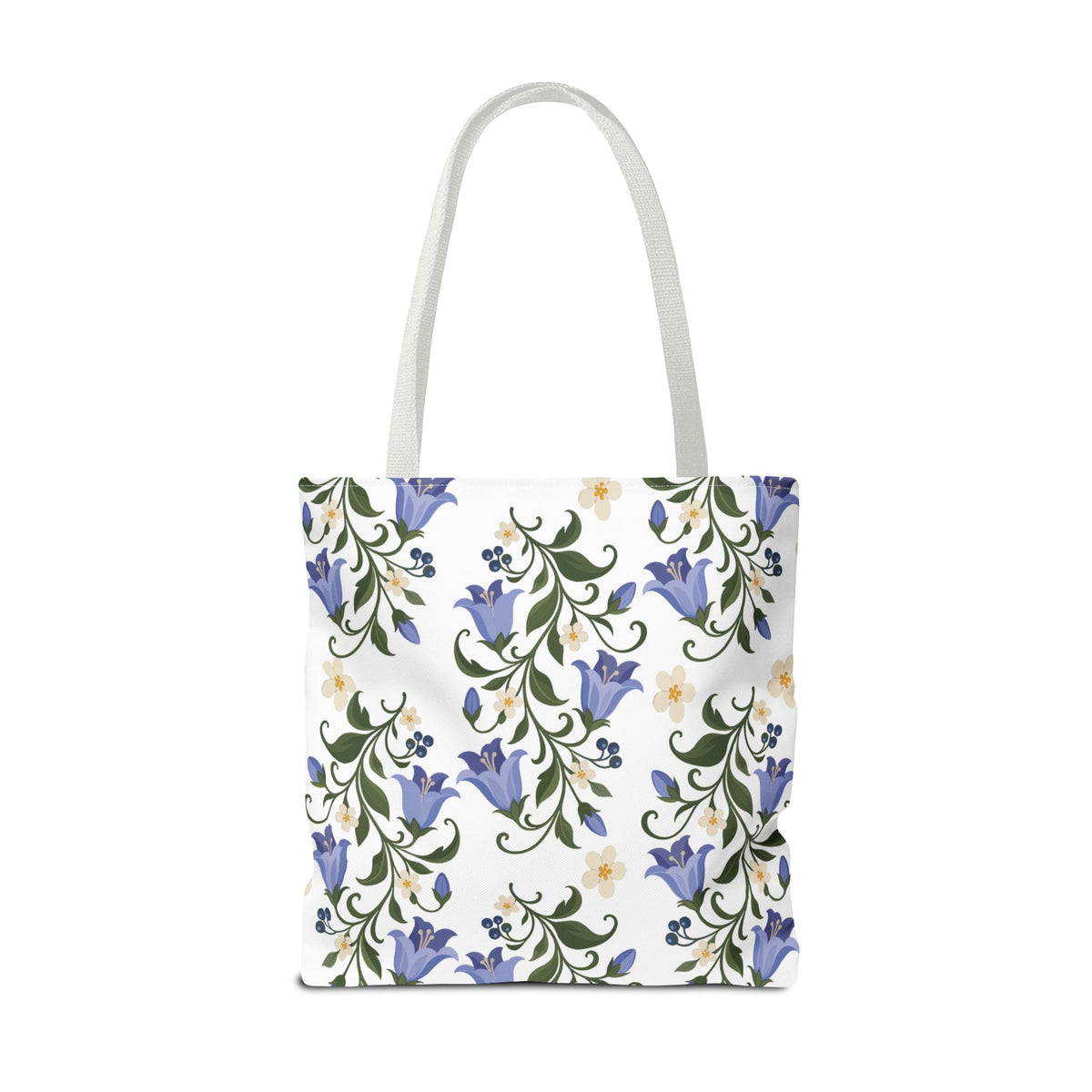 Bluebell Floral Tote Bag – All-Over Print Reusable Canvas Tote