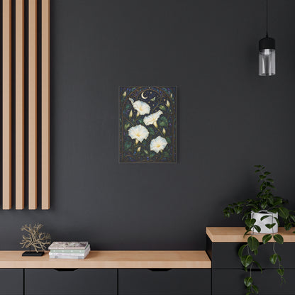 Moonlit Morning Glories Matte Canvas Print 18 x 24