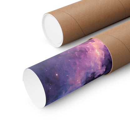 Celestial Dolphin Nebula – Purple Galaxy Watercolor Art Print