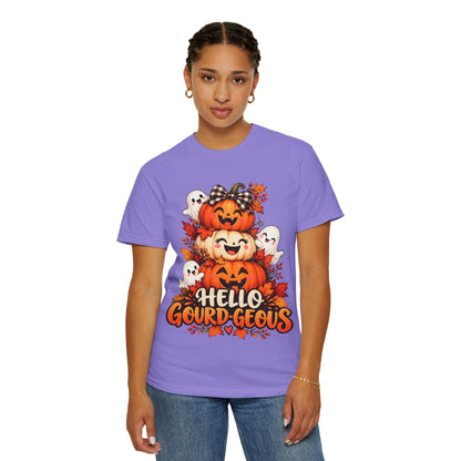 Hello Gourd-Geous Halloween T-Shirt | Cute Pumpkin & Ghost Graphic Tee