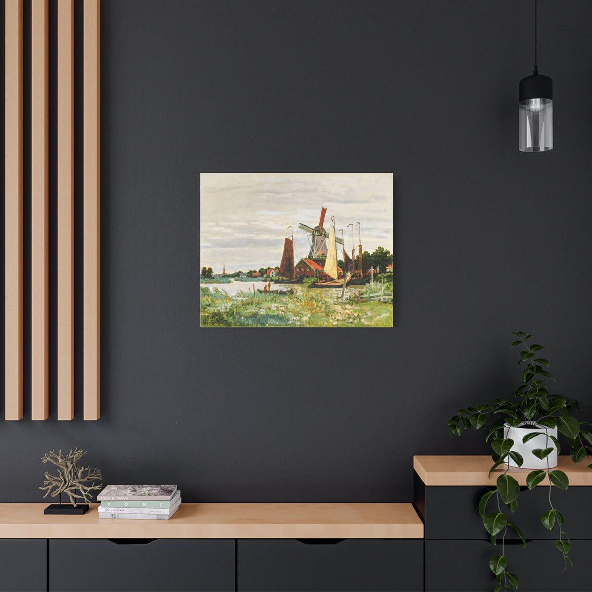Claude Monet Dutch Windmill Wall Art | Zaandam Impressionist Landscape Print