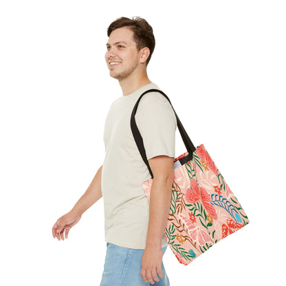 Floral Pattern Tote Bag — Pink Botanical All-Over Print