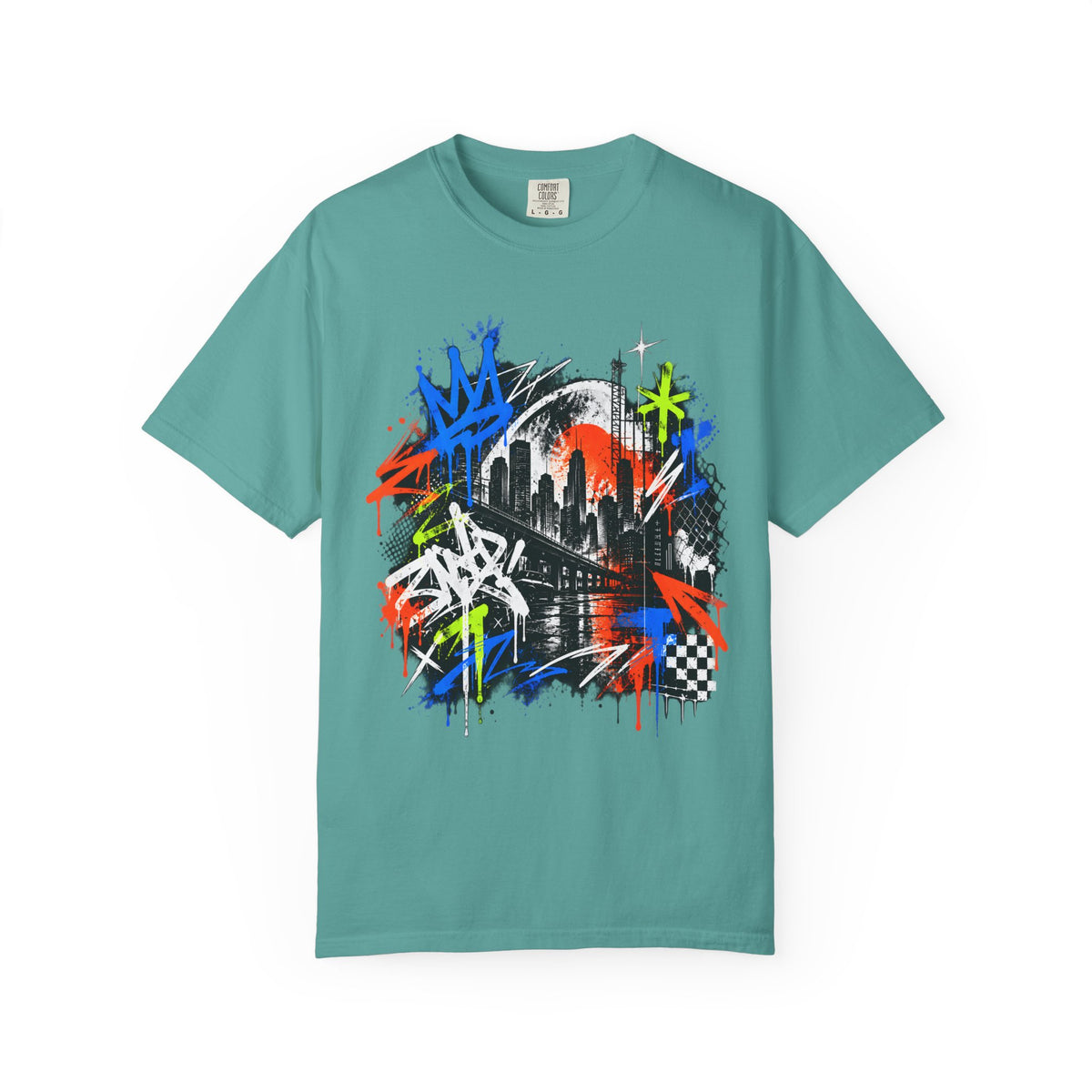Urban Neon Graffiti Cityscape Streetwear T-Shirt