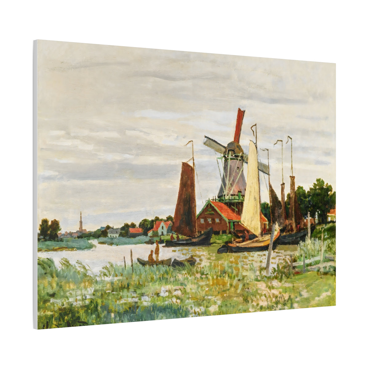 Claude Monet Dutch Windmill Wall Art | Zaandam Impressionist Landscape Print