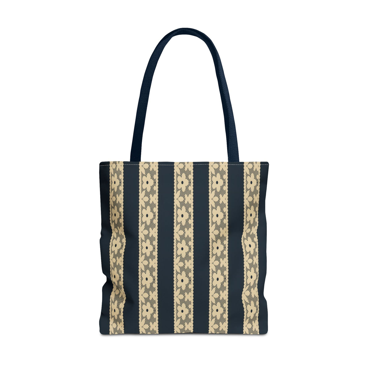 Lace Floral Yellow Black Stripe Tote Bag