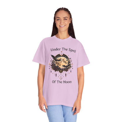Moonlit Enchantment T-Shirt | Gothic Celestial Moon & Bats Graphic Tee