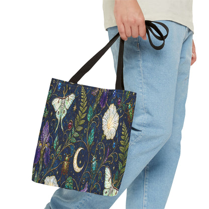 Moonlit Menagerie Garden | Celestial Botanical Tote Bag
