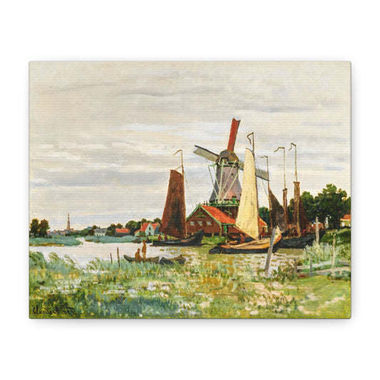 Claude Monet Dutch Windmill Wall Art | Zaandam Impressionist Landscape Print