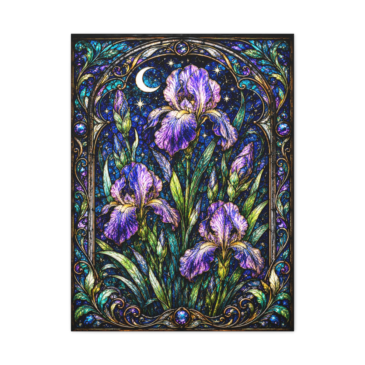 Iris Moon Matte Canvas Wall Art — Stretched Floral Botanical Print