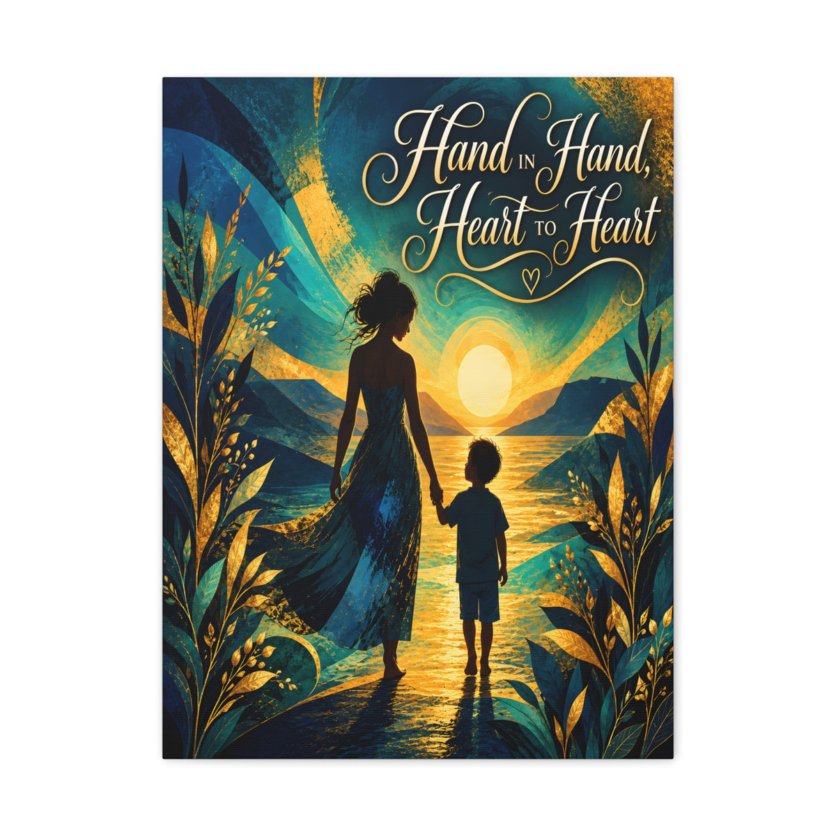 Hand in Hand, Heart to Heart Mother and Son Wall Art