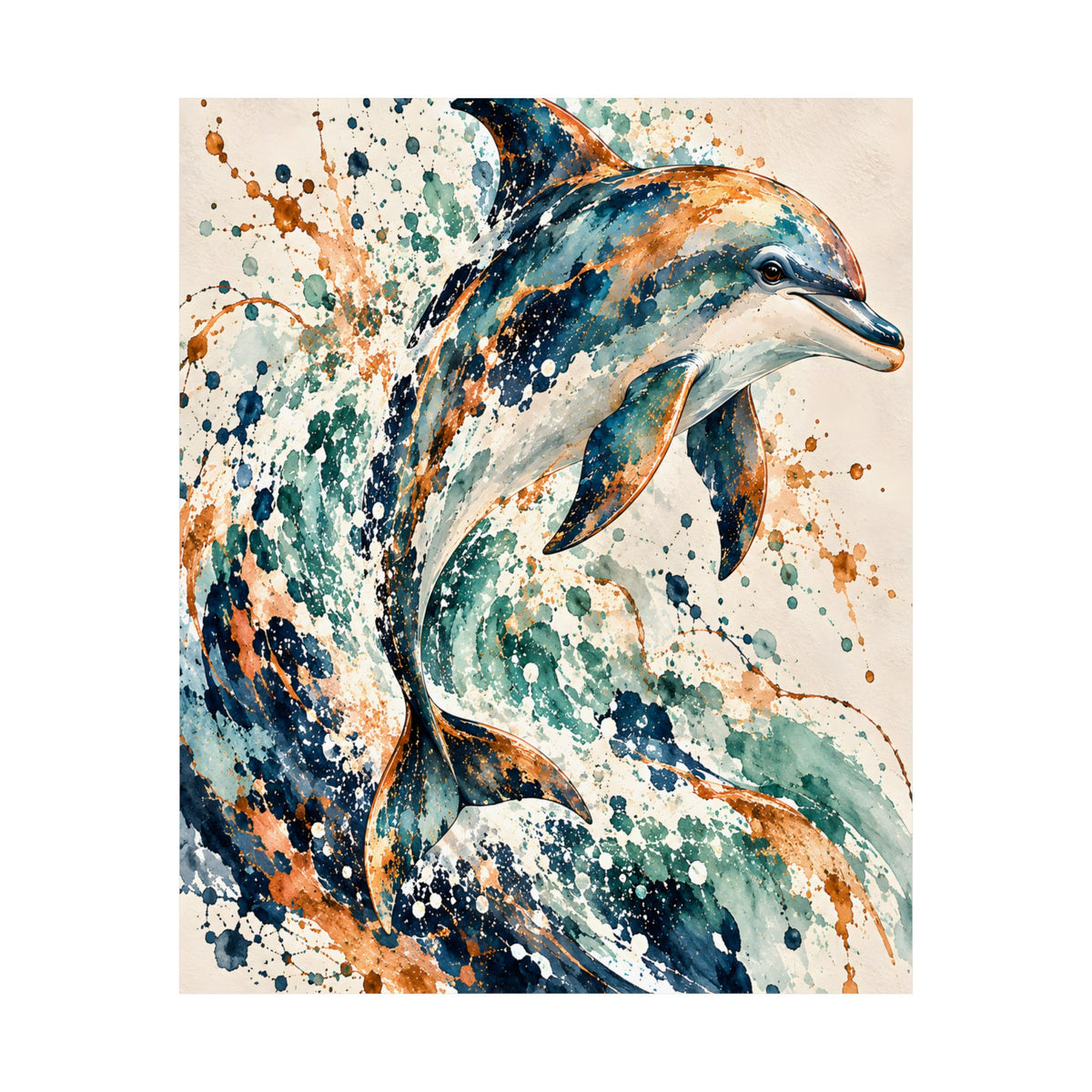 Abstract Dolphin Watercolor Wall Art