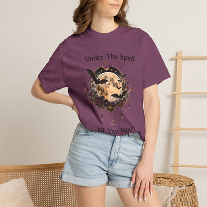 Moonlit Enchantment T-Shirt | Gothic Celestial Moon & Bats Graphic Tee