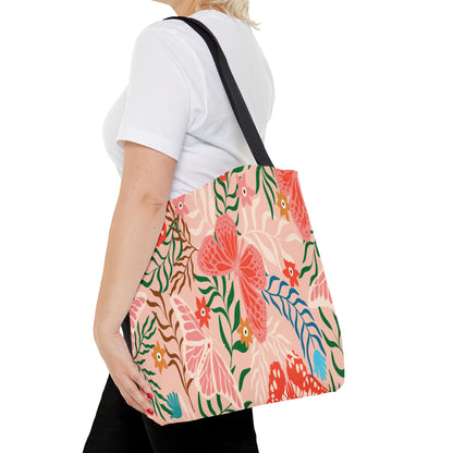 Floral Pattern Tote Bag — Pink Botanical All-Over Print