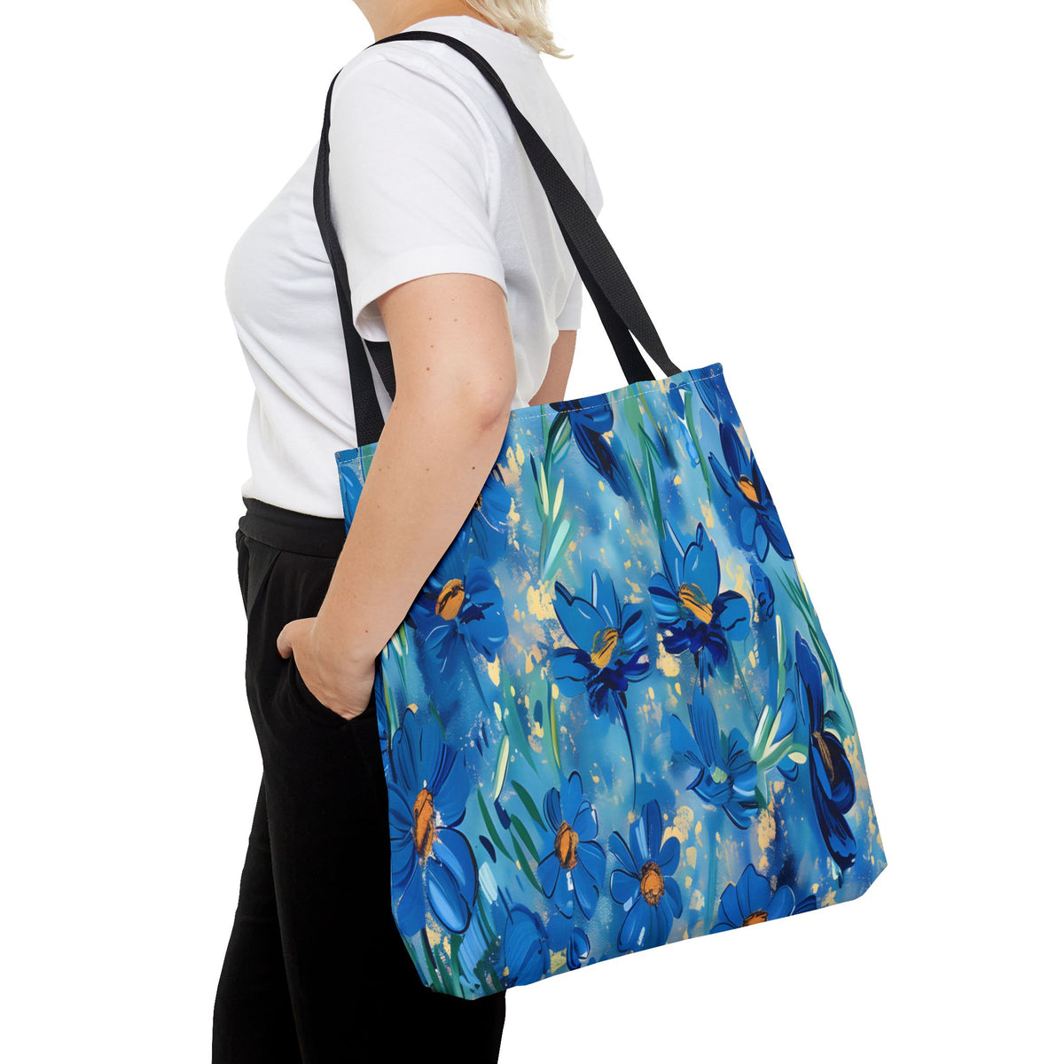 Cobalt Wildflower Meadow – Blue & Gold Painterly Floral Pattern