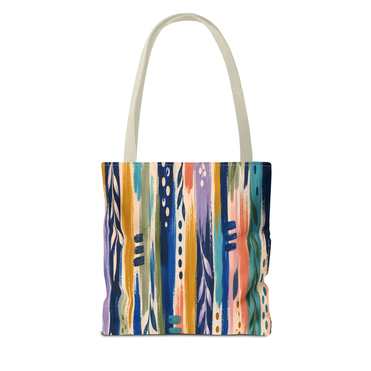 Colorful Abstract Botanical Stripe Tote Bag