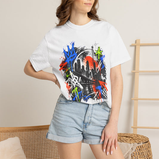 Urban Neon Graffiti Cityscape Streetwear T-Shirt